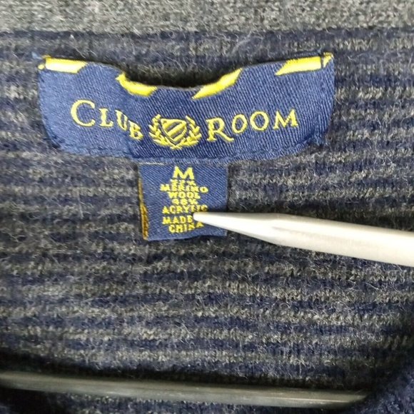 Club Room Womens Sweater Blue M‎ Merino Wool Long Sleeve V Neck Sweatshirt - Picture 8 of 8